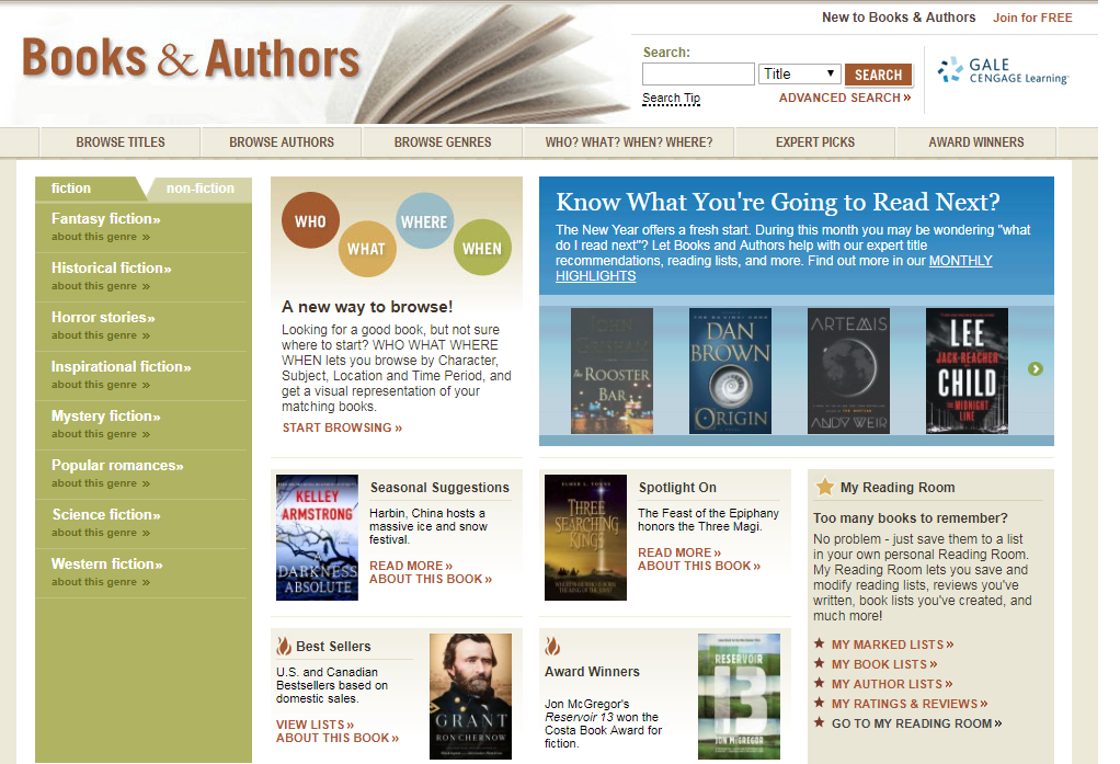 Gale Books and Authors Home Page