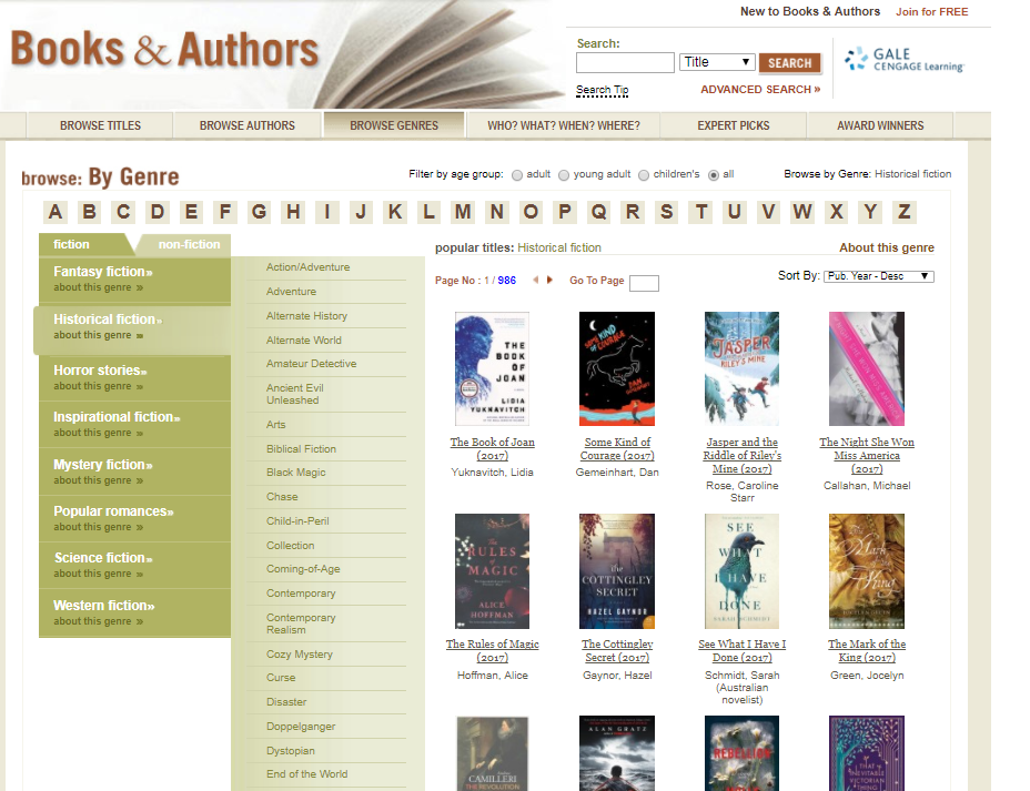 Books and Authors Browse Genres