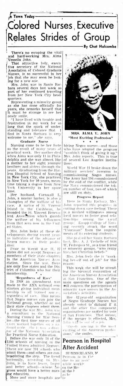 Clippings (Miscellaneous). n.d. MS National Association of Colored Graduate
Nurses Records, 1908-1951 Box 6 Folder 5. New York Public Library